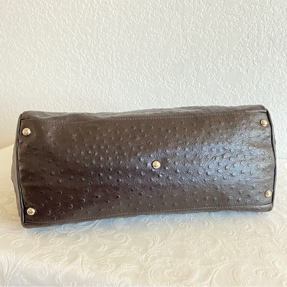 Furla brown ostrich embossed leather tote - Picture 7 of 11